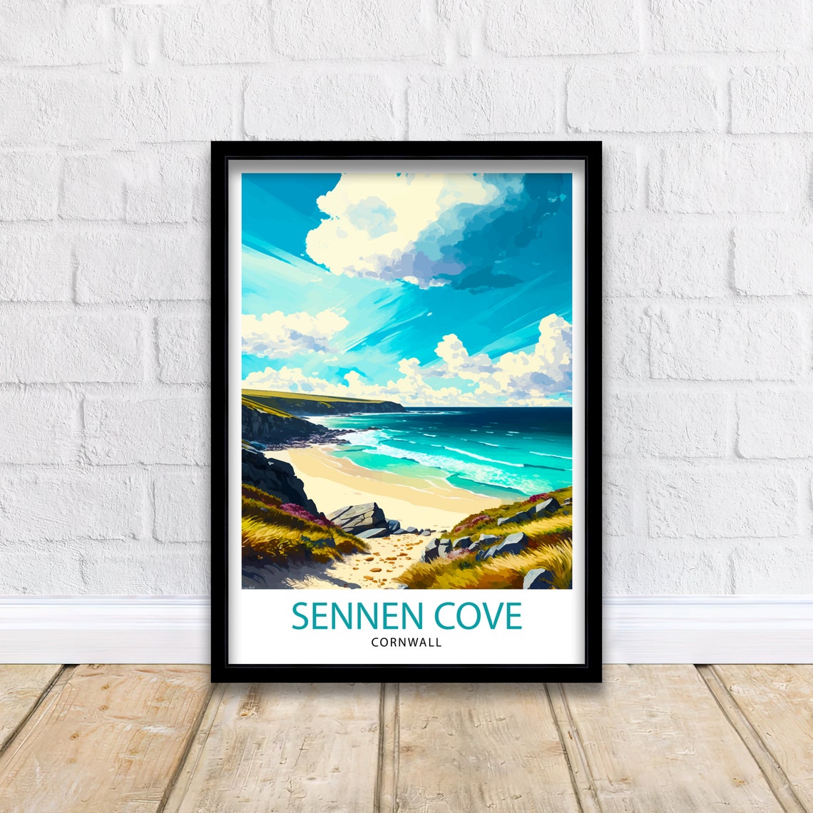 Sennen Cove Cornwall Beach Cove Cliffs Seaside Vintage Poster - Image 2