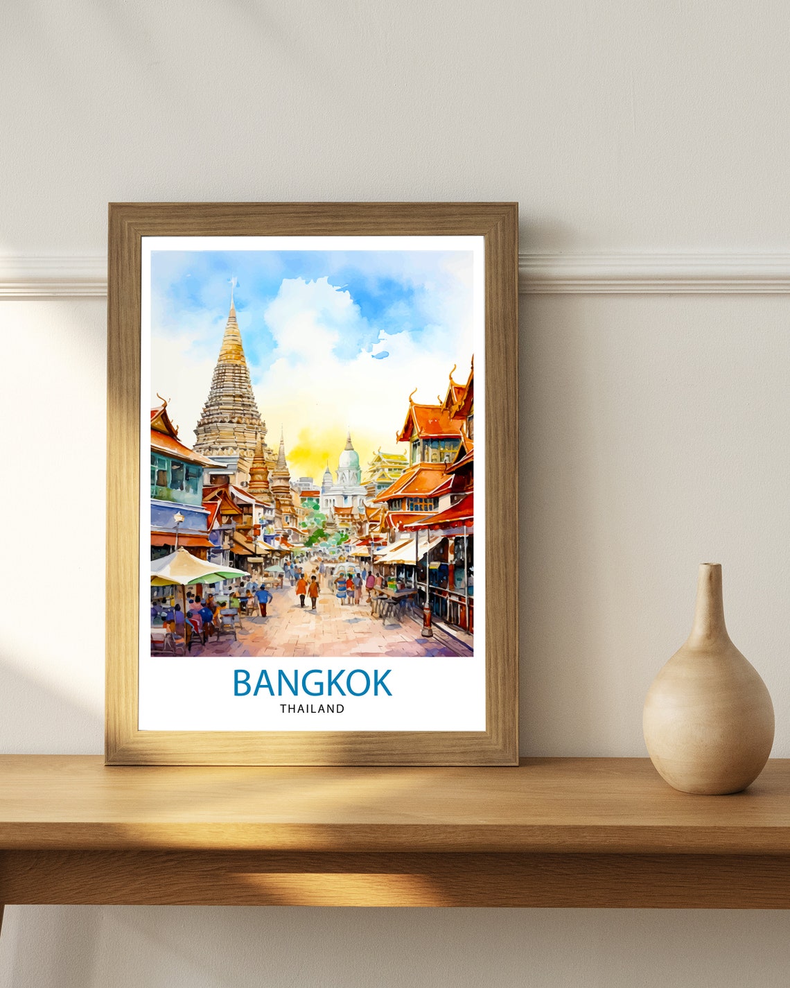 Bangkok Thailand Travel Print Bangkok Wall Decor Thailand Illustration Bangkok Travel Poster Gift For Thailand Travel Thailand Home Decor - Image 2