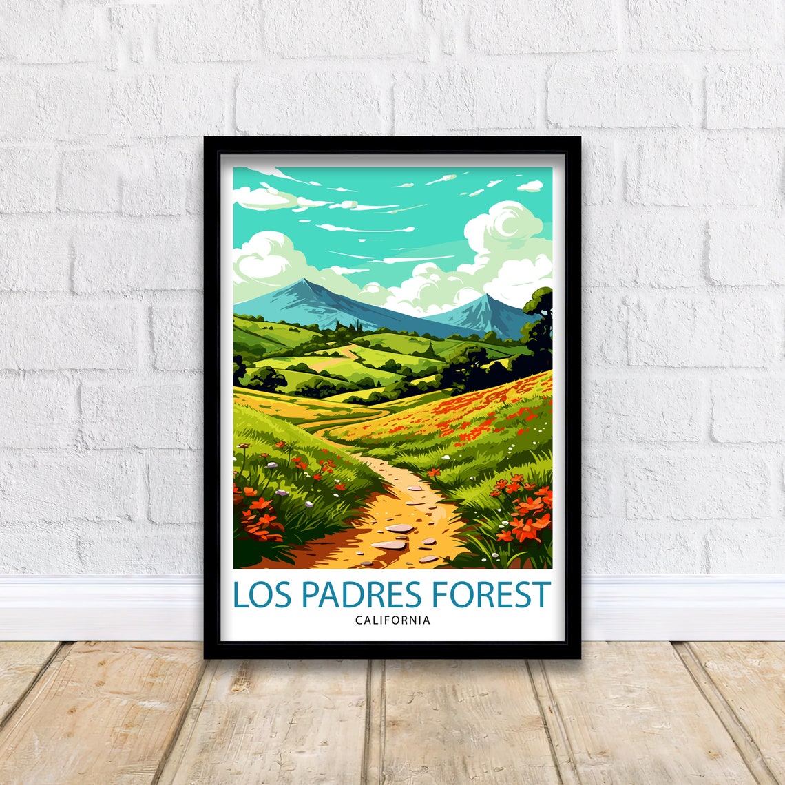 Los Padres Forest California Wildflower Trail Rolling Hills Poster - Image 2