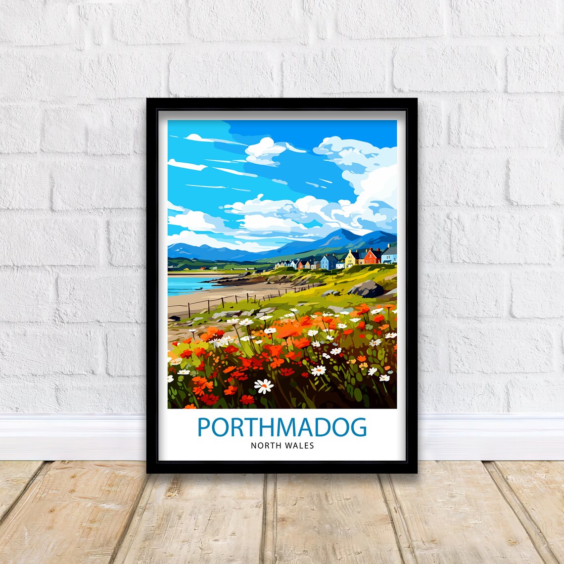 Porthmadog North Wales Coastal Town Wildflower Meadow Travel Poster - Image 2