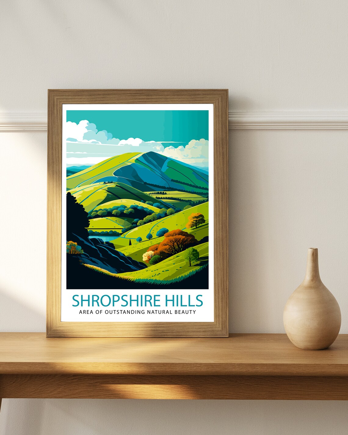 Shropshire Hills Travel Poster, Shropshire Home Decor - Image 2