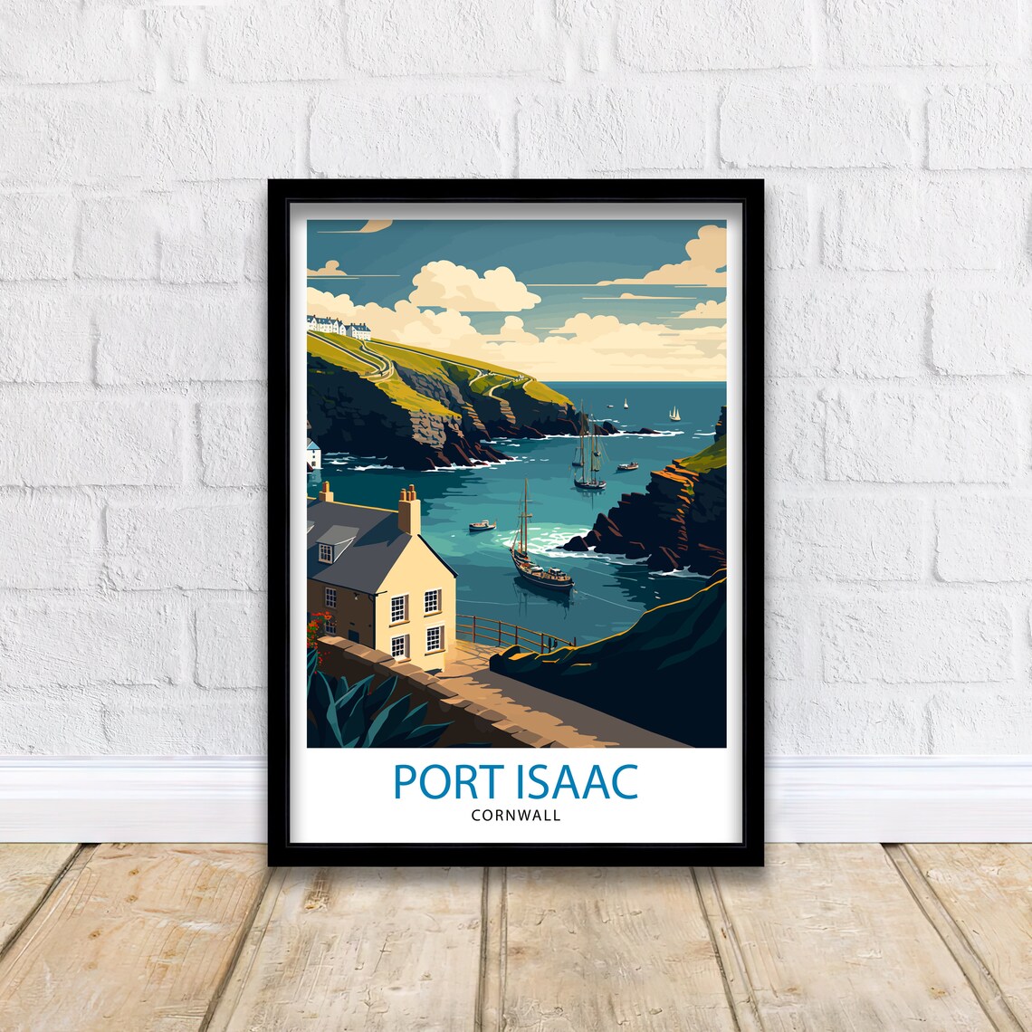 Port Isaac Cornwall Vintage Travel Poster - Image 2