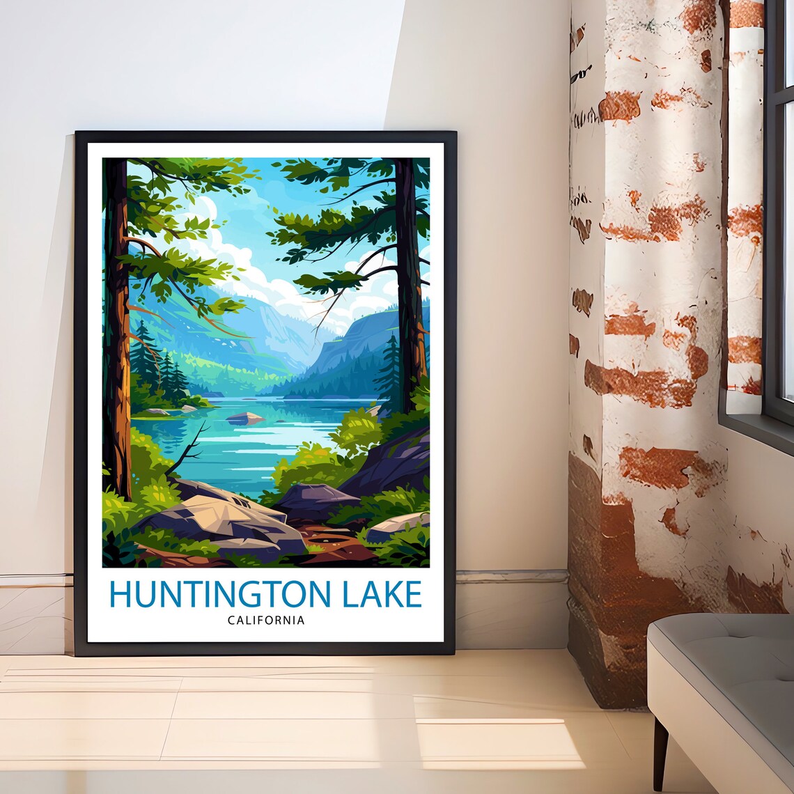 Huntington Lake California Pine Forest Lakeside Travel Poster - Image 2