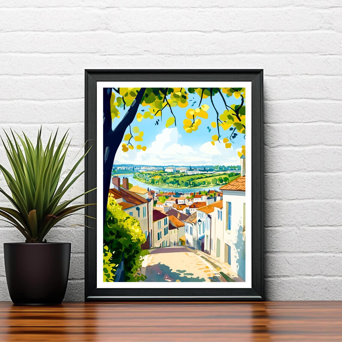 Bordeaux France Old Town Street River View Sunlit Scene Poster - Image 2