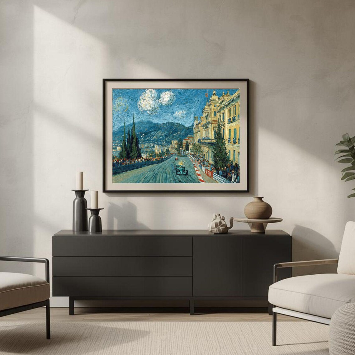 Coastal Street Scene Art Print, Vintage Mediterranean