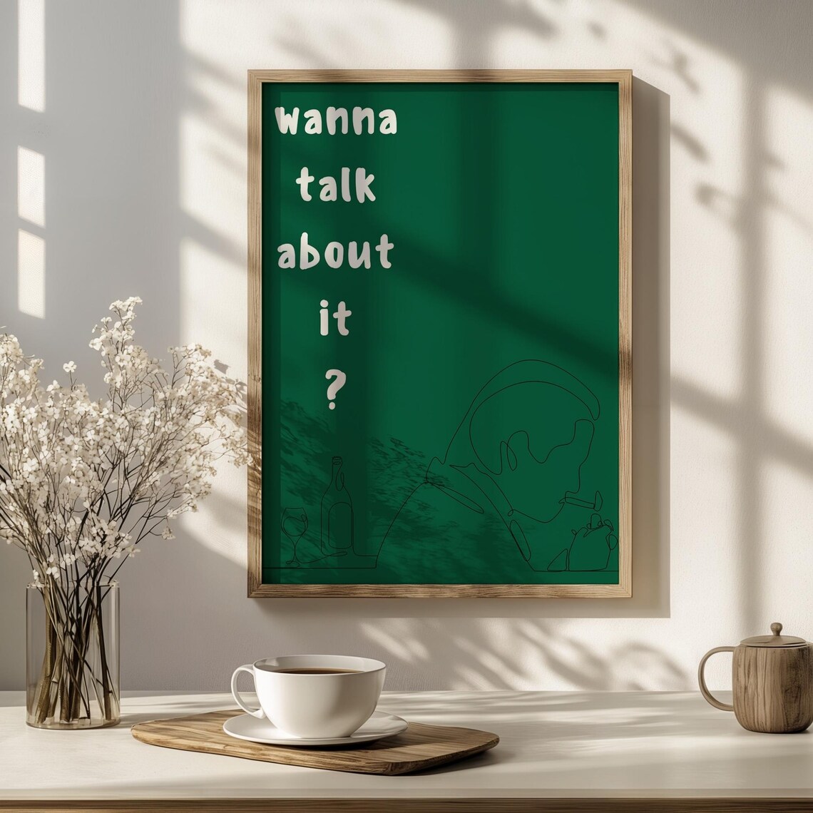 Wanna Talk About It, Minimalist Line Art Print - Image 2