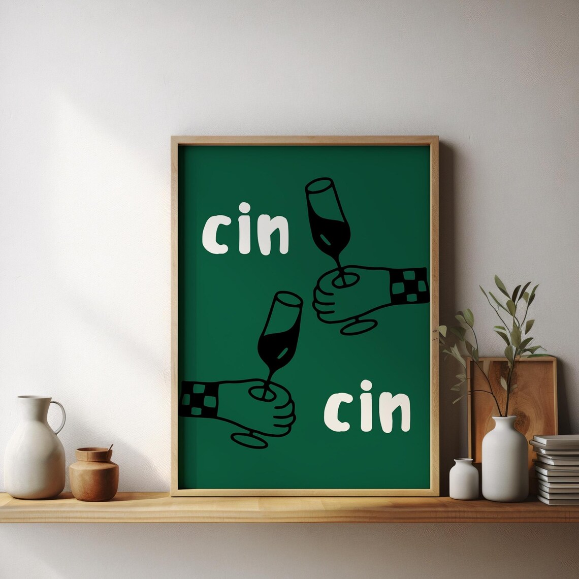 Cin Cin Italian Cheers Poster, Retro Line Art - Image 3