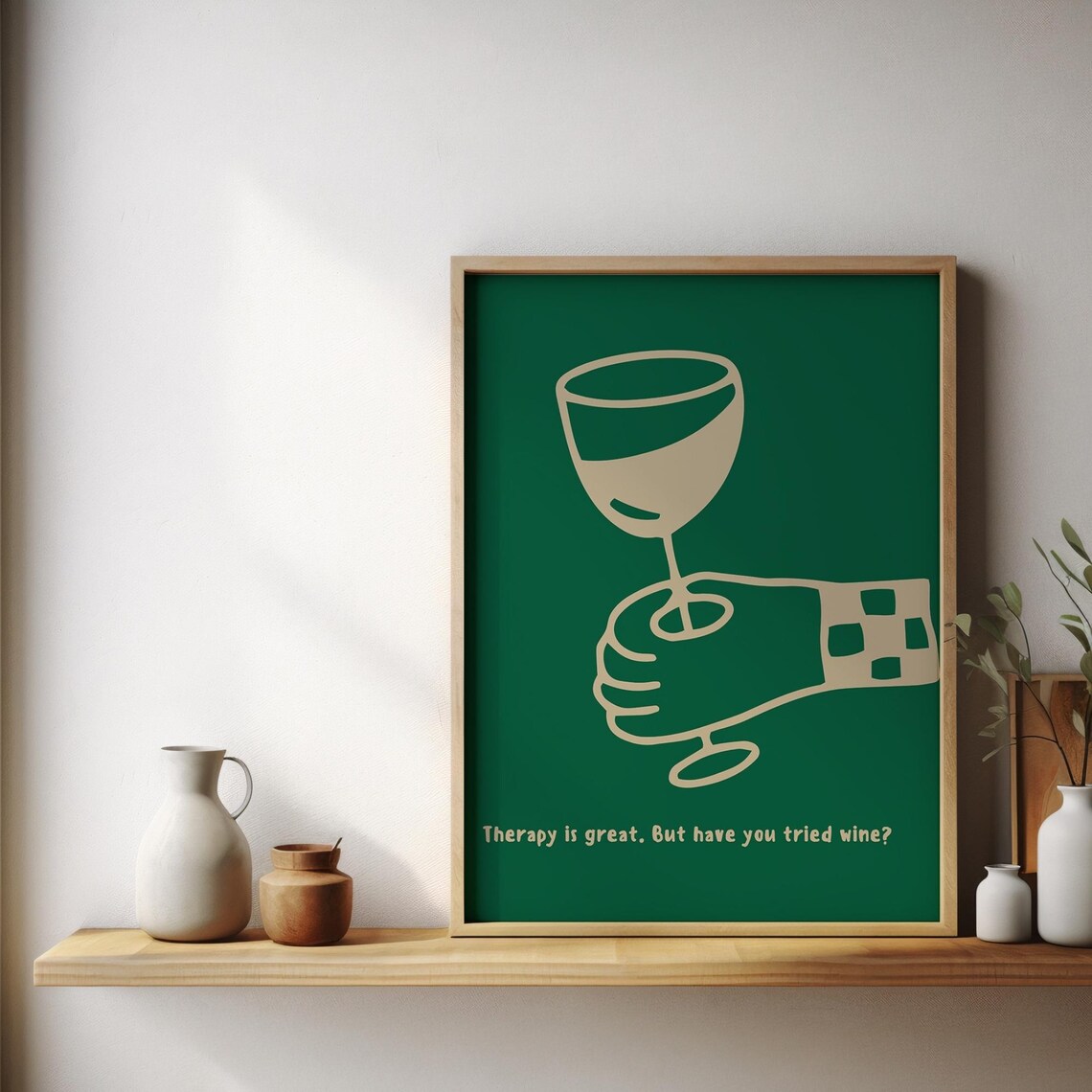 Wine Therapy, Funny Retro Bar Decor Poster - Image 2