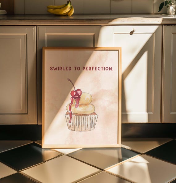 Cupcake Dessert Poster, Cute Bakery Kitchen Decor