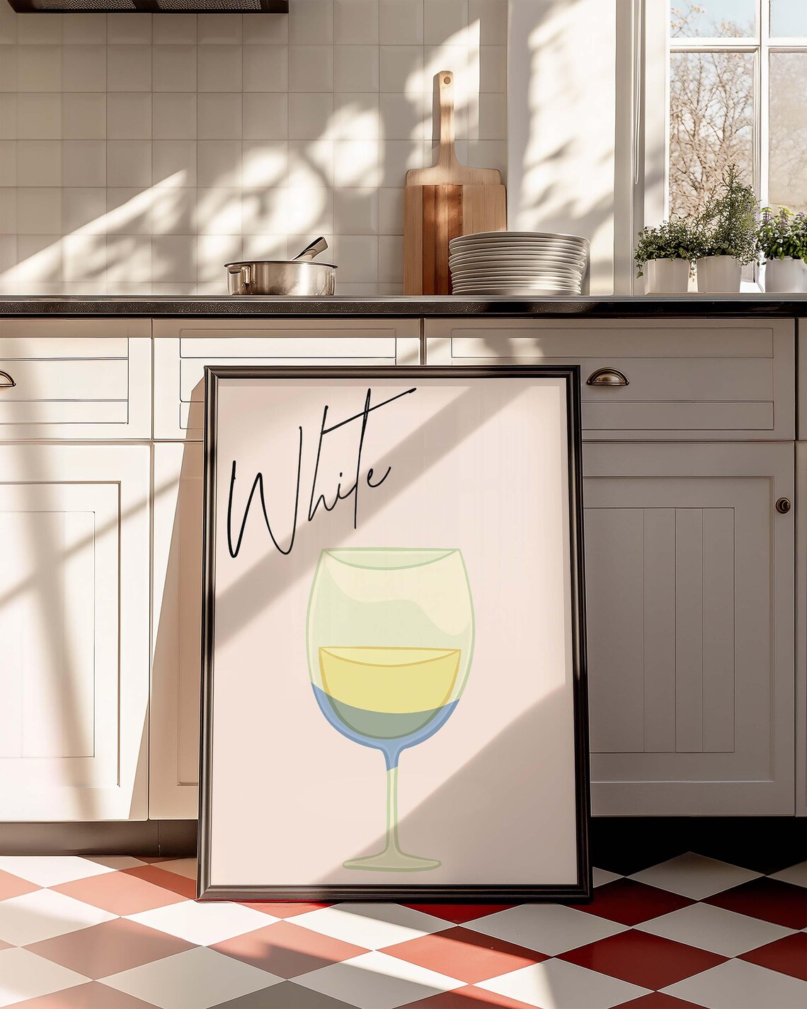 White Wine Glass Minimalist Poster, Kitchen Decor - Image 4