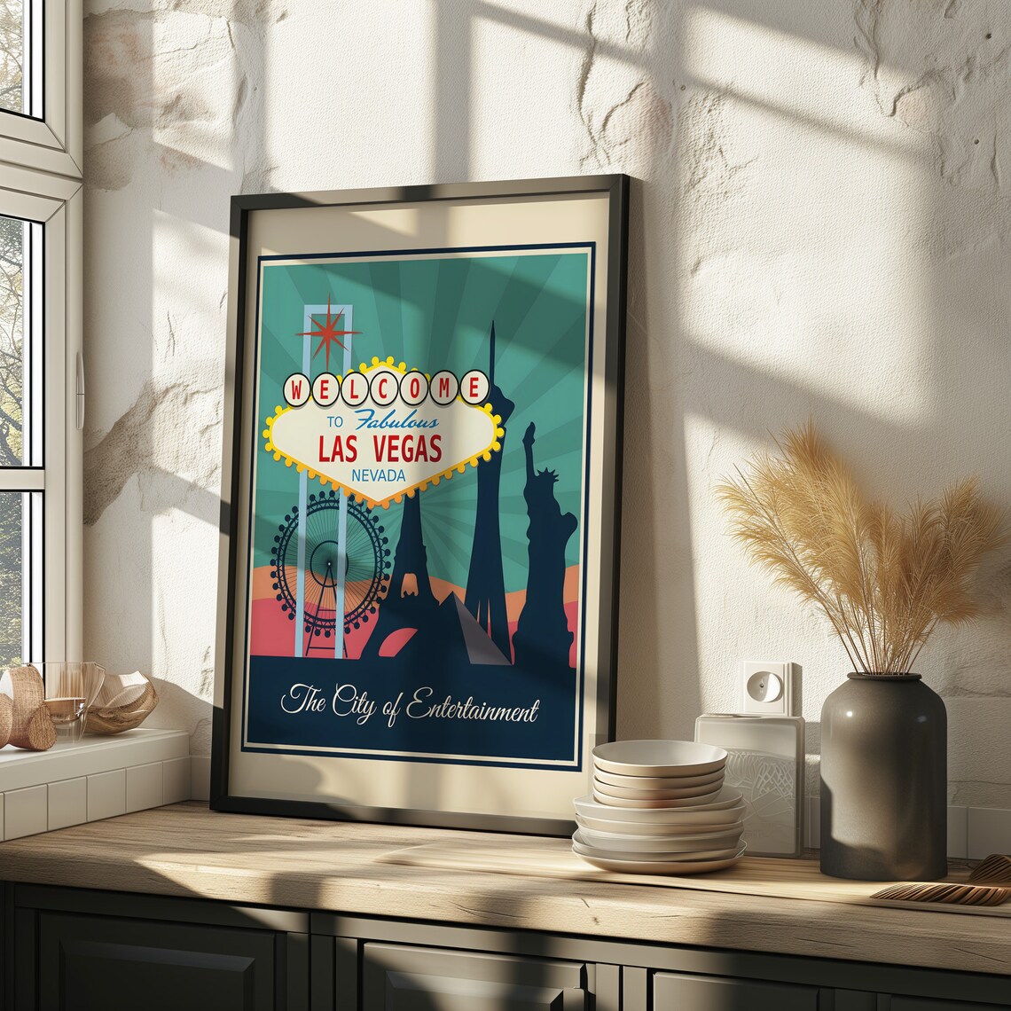 Welcome to Fabulous Las Vegas Nevada Retro Travel Art Poster - Image 2
