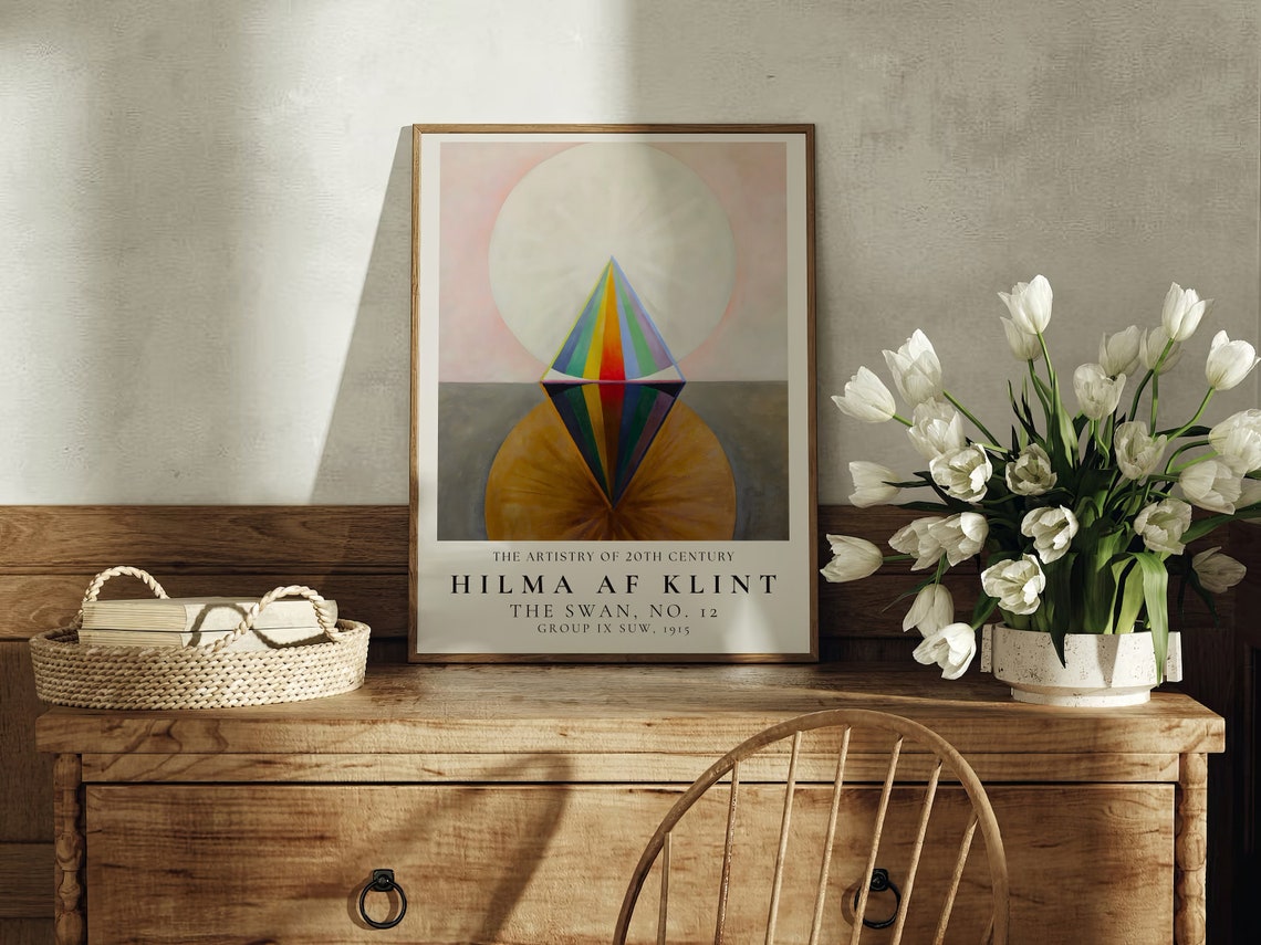 Hilma af Klint The Swan No 12 Rainbow Pyramid Mirrored Poster