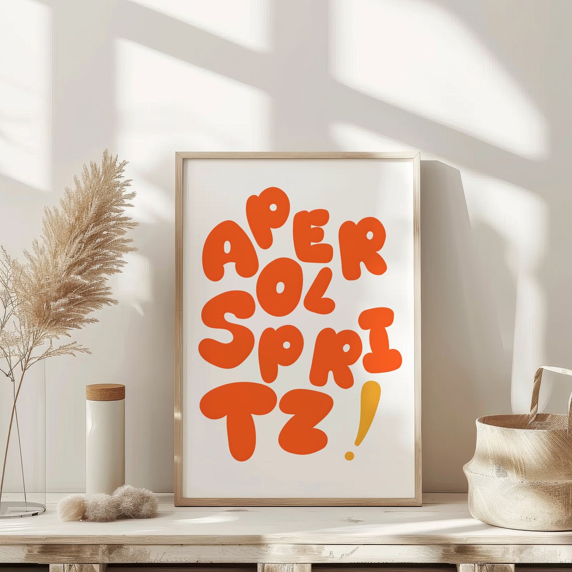 Aperol Spritz Bold Orange Bubble Letters Retro Party Art Poster - Image 2