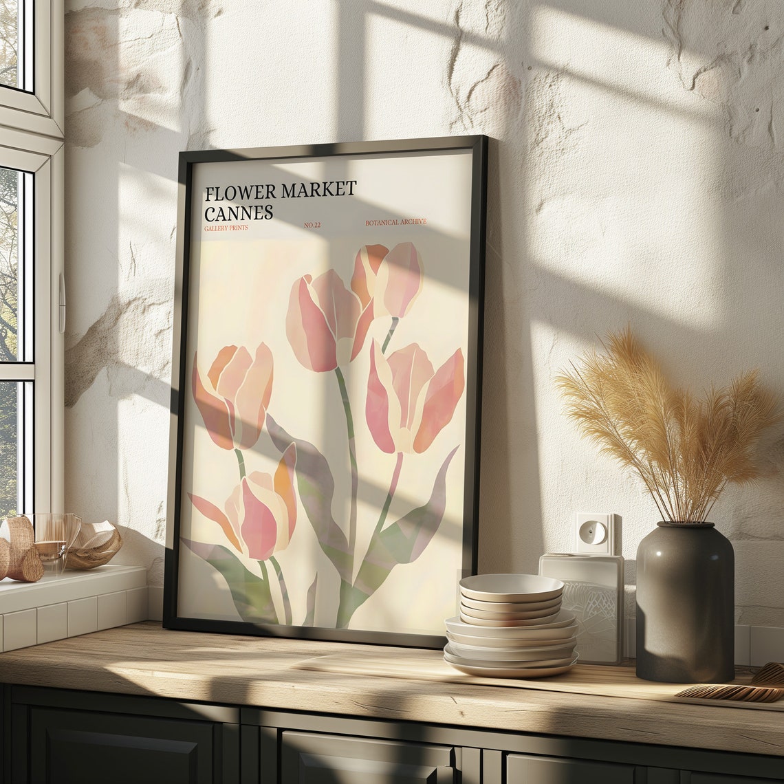 Cannes Flower Market Pastel Tulip Botanical Gallery Wall Art - Image 2
