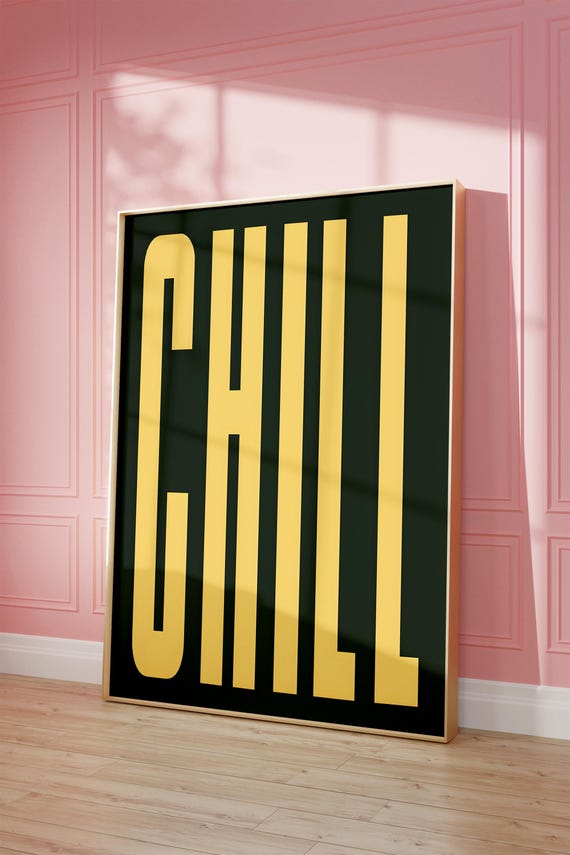 Chill Wall Art Print Vintage Bar Cart Retro Aesthetic Kitchen Decor Poster Apartment Funky Decor Instant
