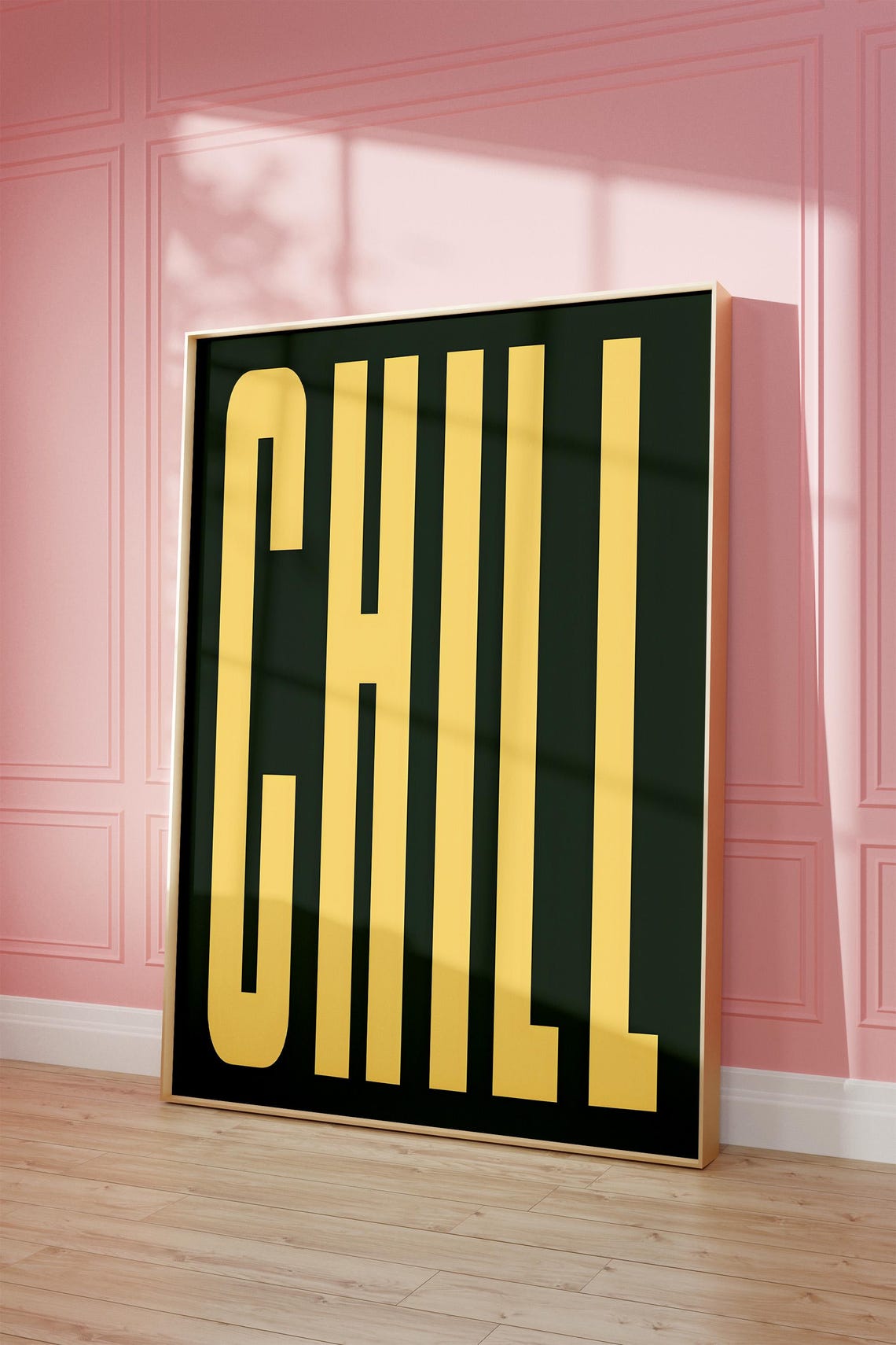Chill Yellow Bold Lettering Black Minimal Typography Statement Poster