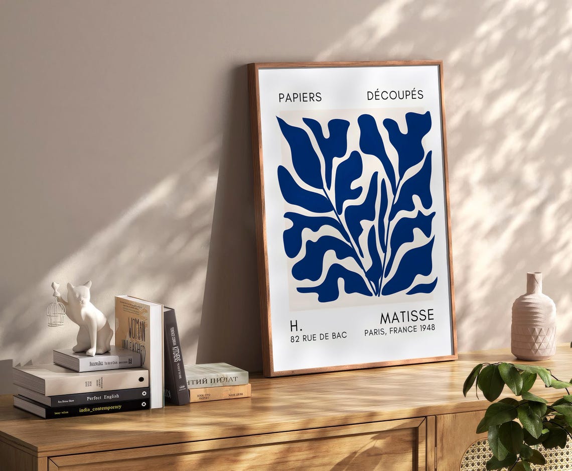 Henri Matisse Papiers Decoupes Blue Leaf Cutout Paris 1948 Wall Art - Image 2