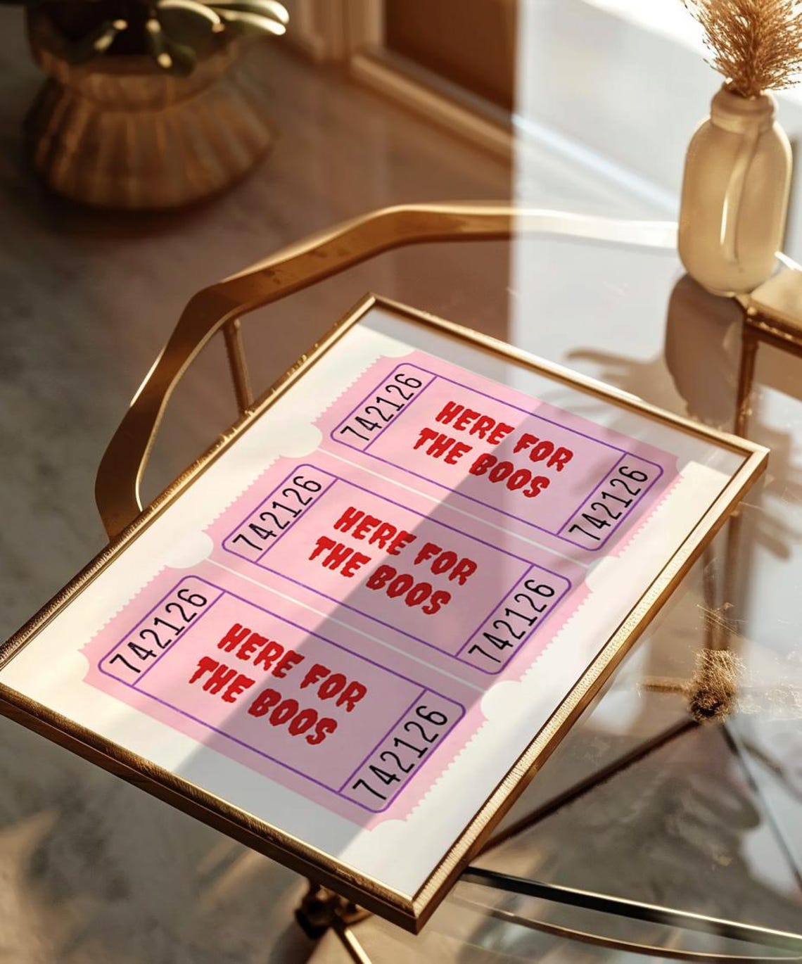 Here For The Boos Pink Ticket Stub Halloween Party Decor Poster - Image 4