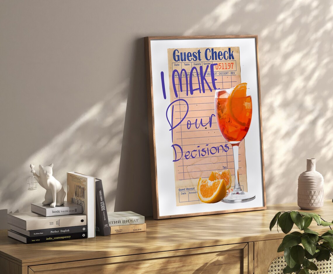 I Make Pour Decisions Funny Guest Check Aperol Cocktail Poster - Image 2