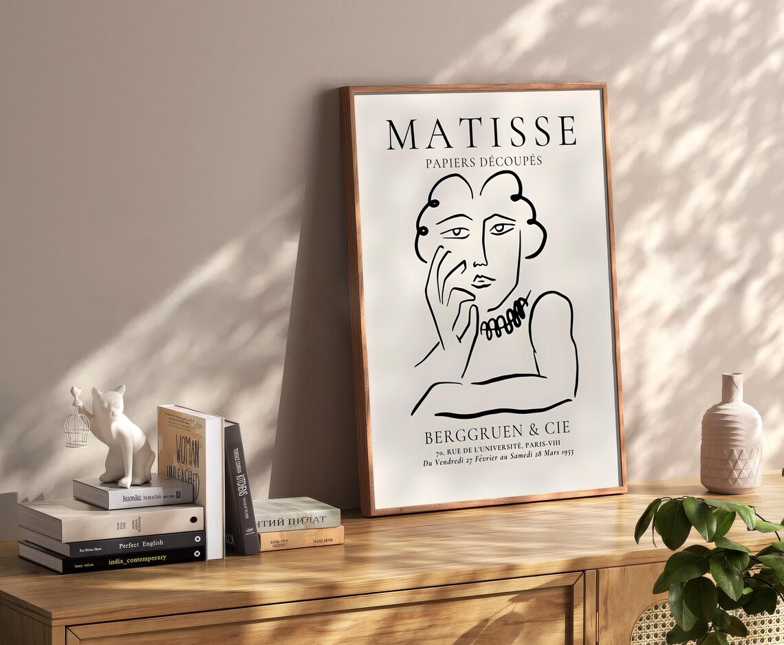 Matisse Line Art Woman Portrait 1953 Paris Exhibition Poster - Image 2