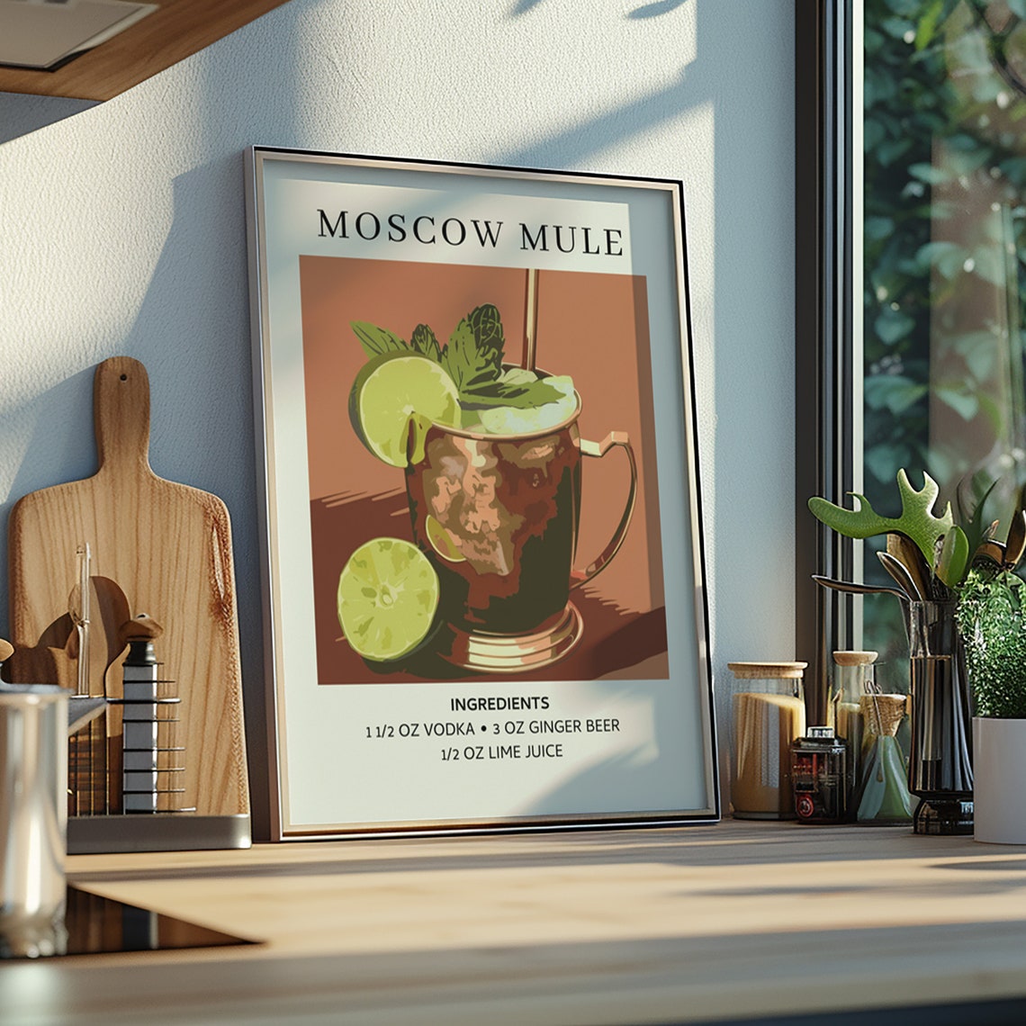 Moscow Mule Recipe Classic Copper Mug Retro Kitchen Bar Poster - Image 2