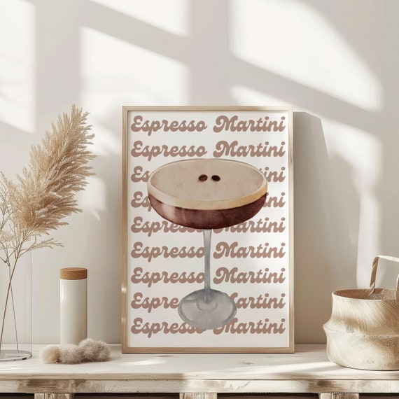 Espresso Martini Cocktail Print Cocktail Art Poster Retro Drink Poster Minimalist Large Wall Art Bar Art Decor