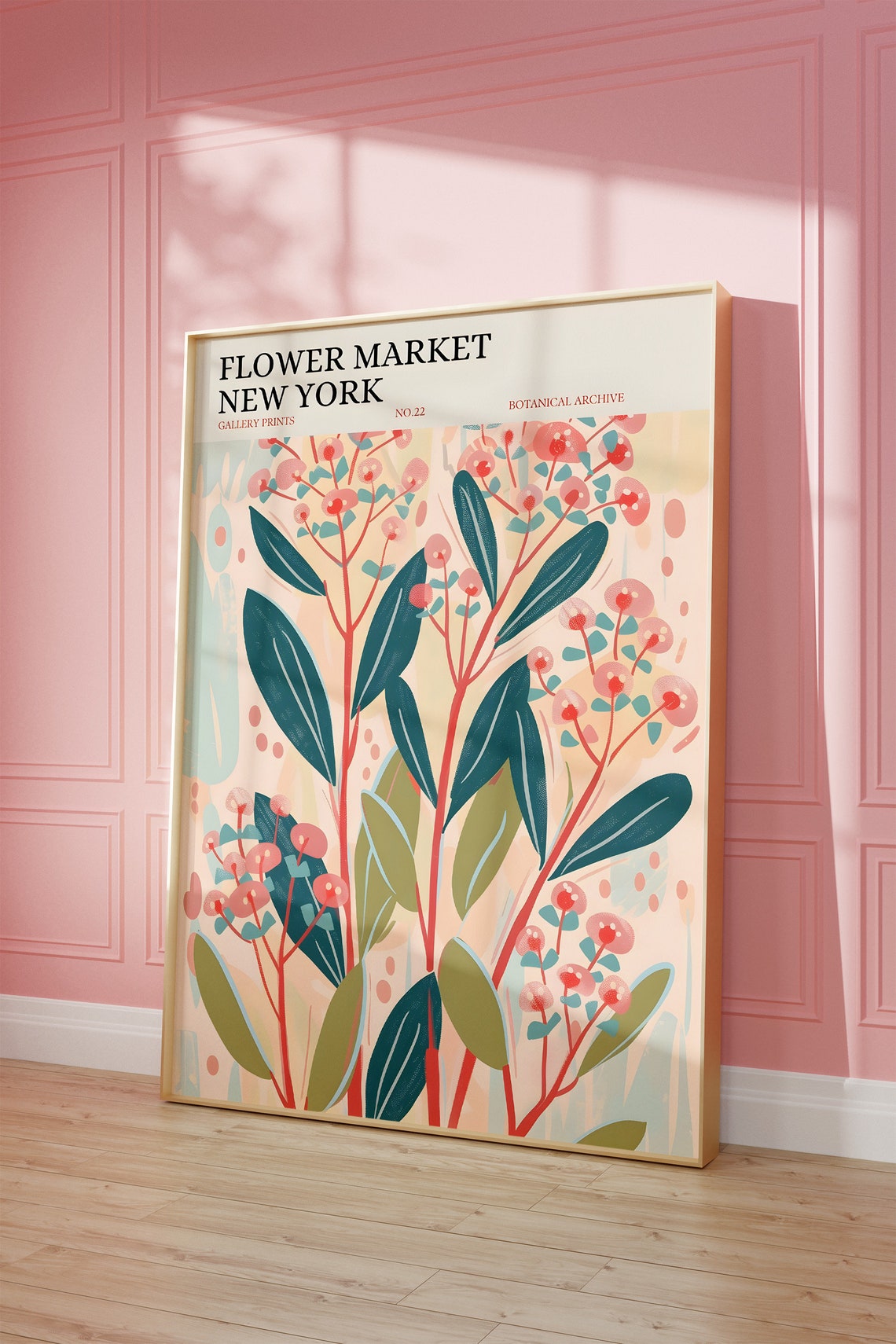 New York Flower Market Pink Blossom Botanical Gallery Wall Art - Image 3