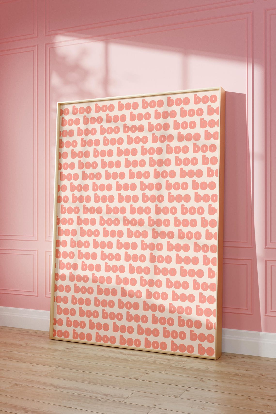 Cute Pink Boo Typography Pattern Retro Halloween Repeat Poster