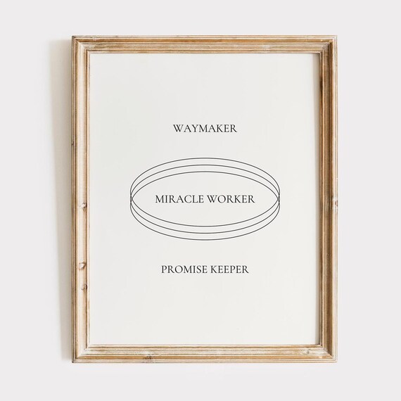 Waymaker Miracle Worker Promise Keeper Cream Minimalist Poster