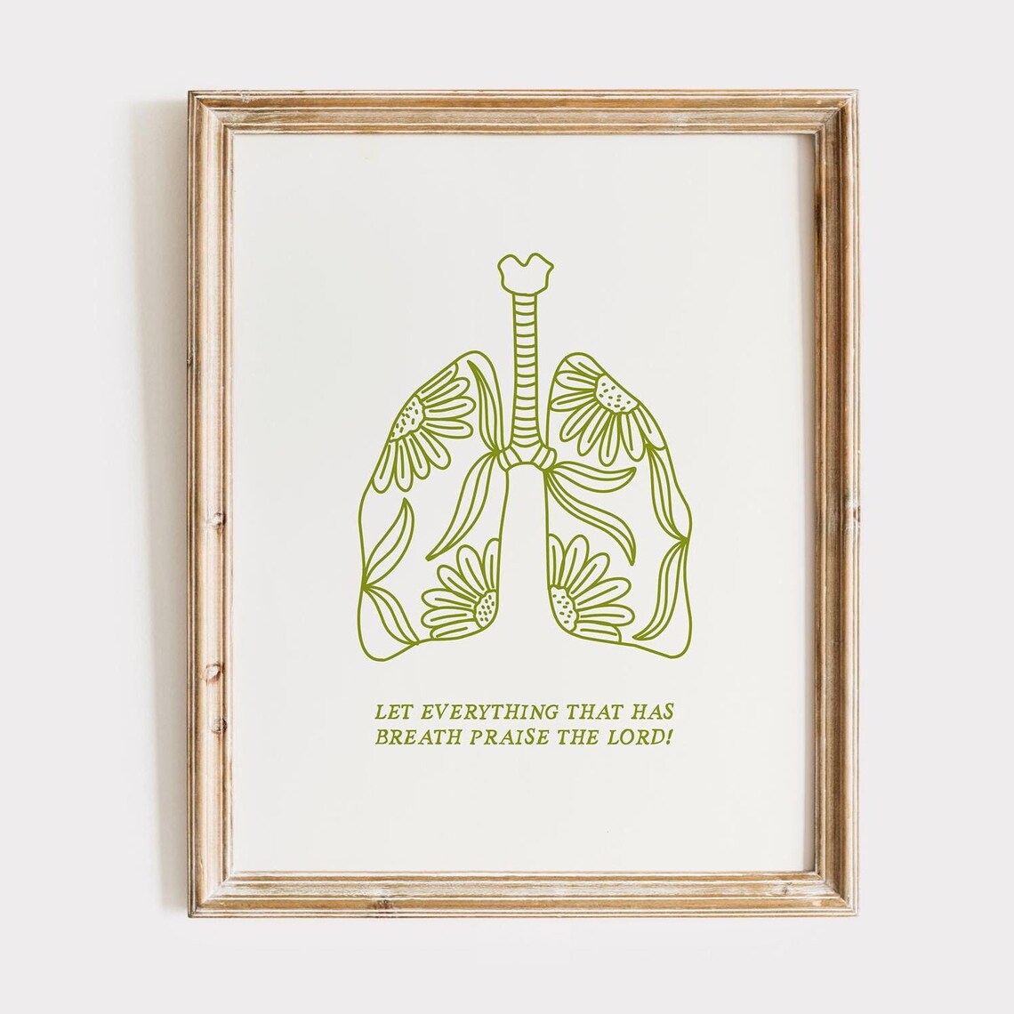 Floral Lungs Scripture Art Print Green Bible Verse