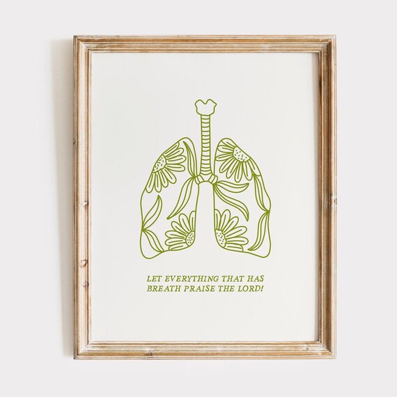 Floral Lungs Scripture Art Print Green Bible Verse