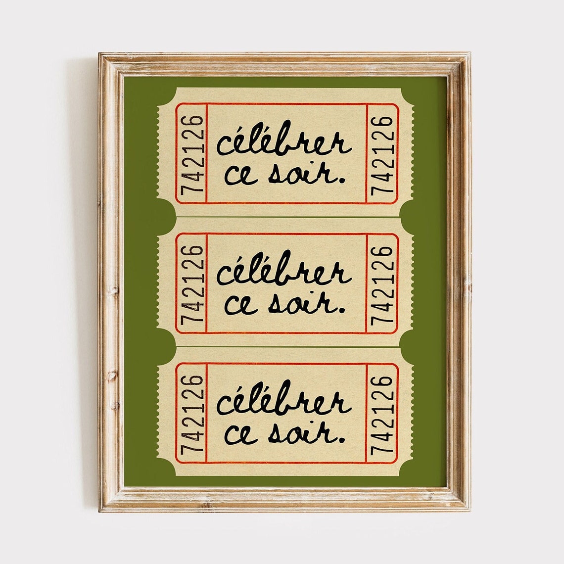 Celebrer Ce Soir Retro French Ticket Stub Parisian Green Poster