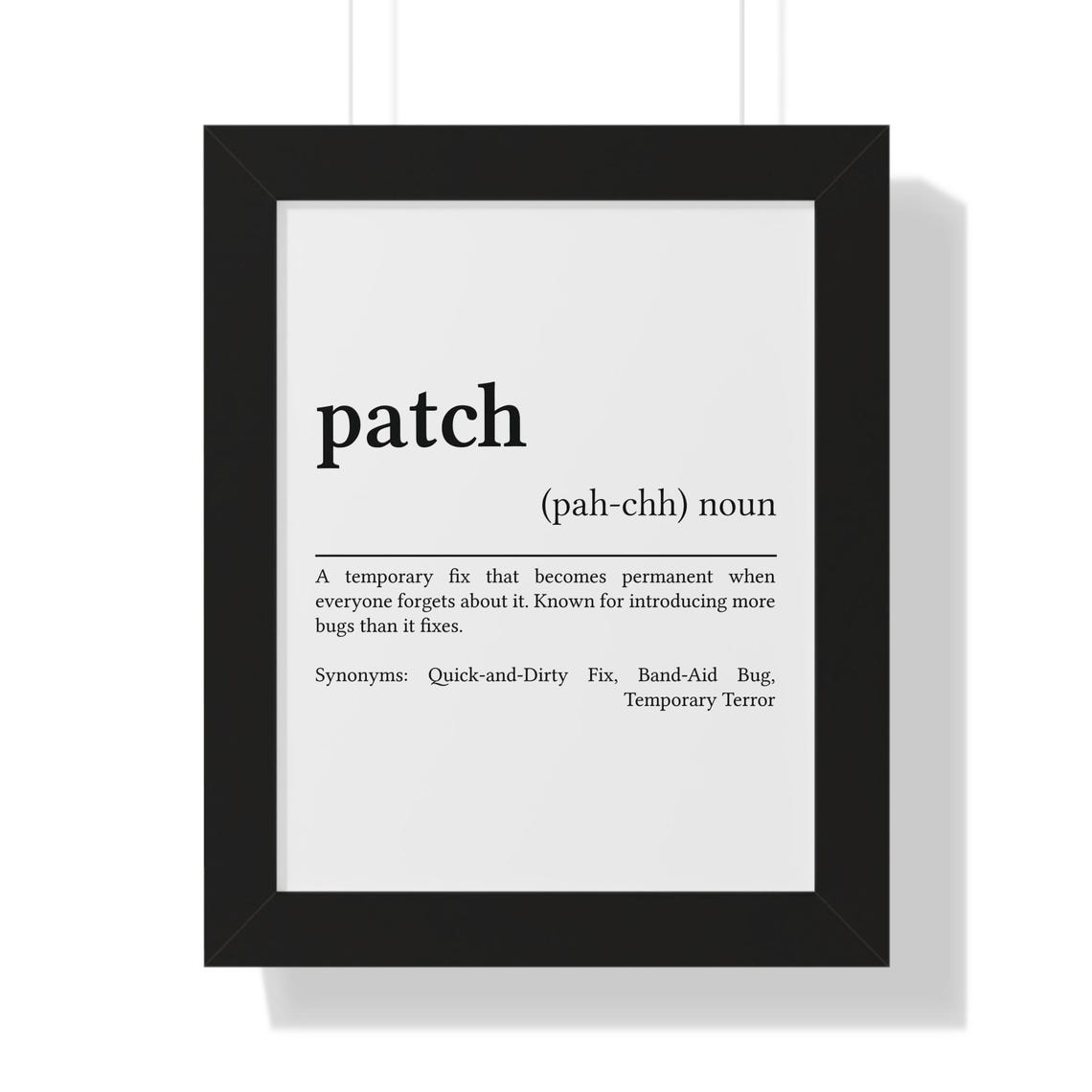 Patch Funny Definition Poster for Developers IT Office Humor Gift