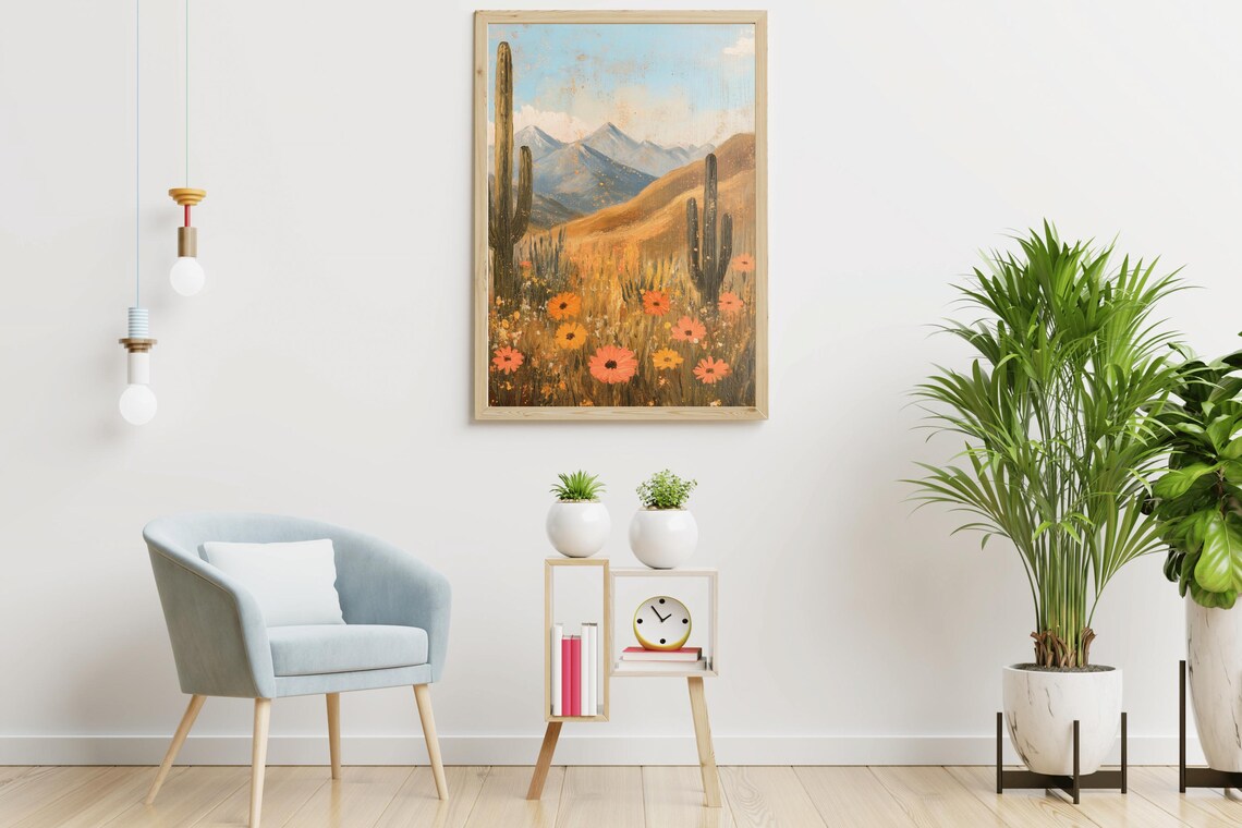 Desert Wildflowers Saguaro Golden Bloom Sunny Southwest Wall Art - Image 4