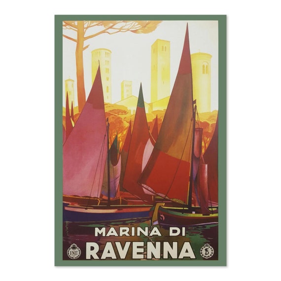 1930s Ravenna Italy Colorful Vintage Style Travel Poster Classic Collection Art Print For Gifts And Wall Art Dcor