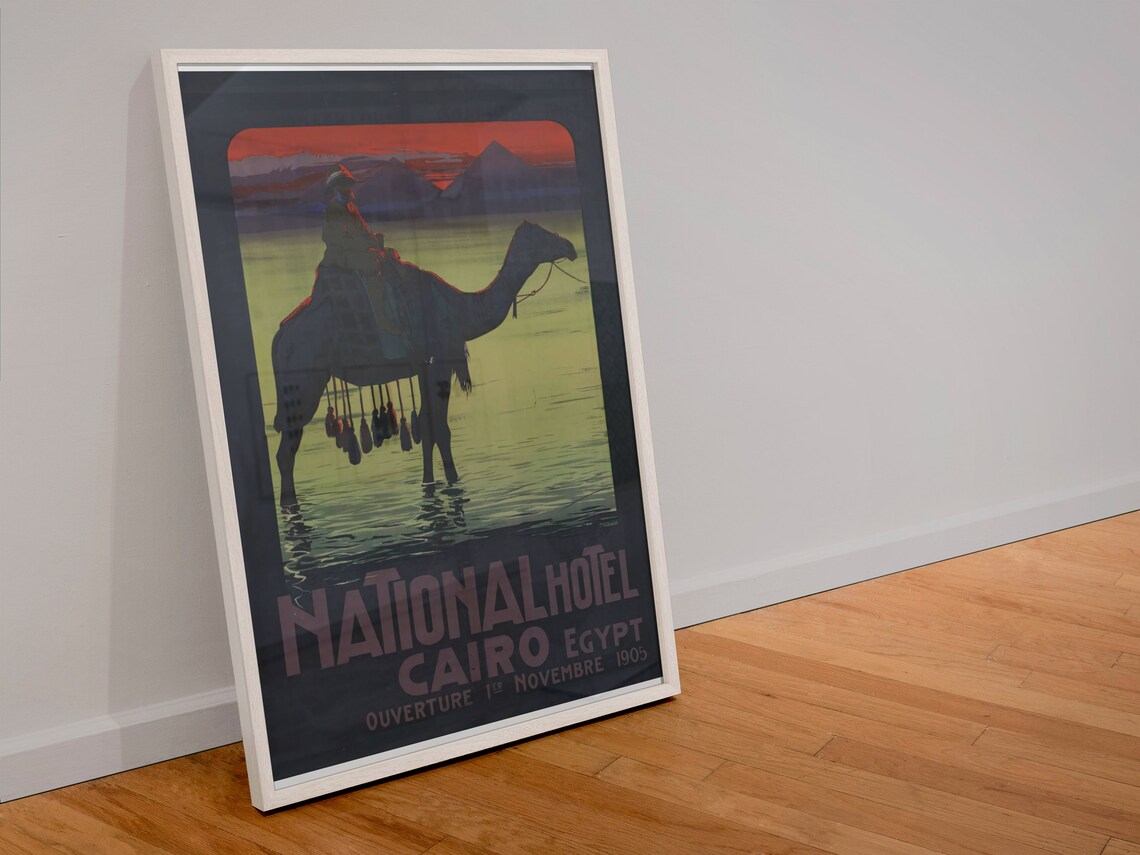 National Hotel Cairo Egypt 1905 Camel Sunset Vintage Hotel Poster - Image 4