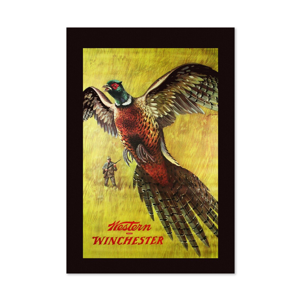 1950s Western Winchester Pheasant Hunting Vintage Poster