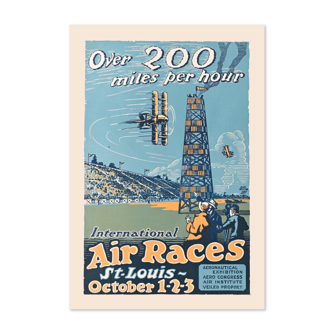 International Air Races St Louis October Vintage Aviation Poster
