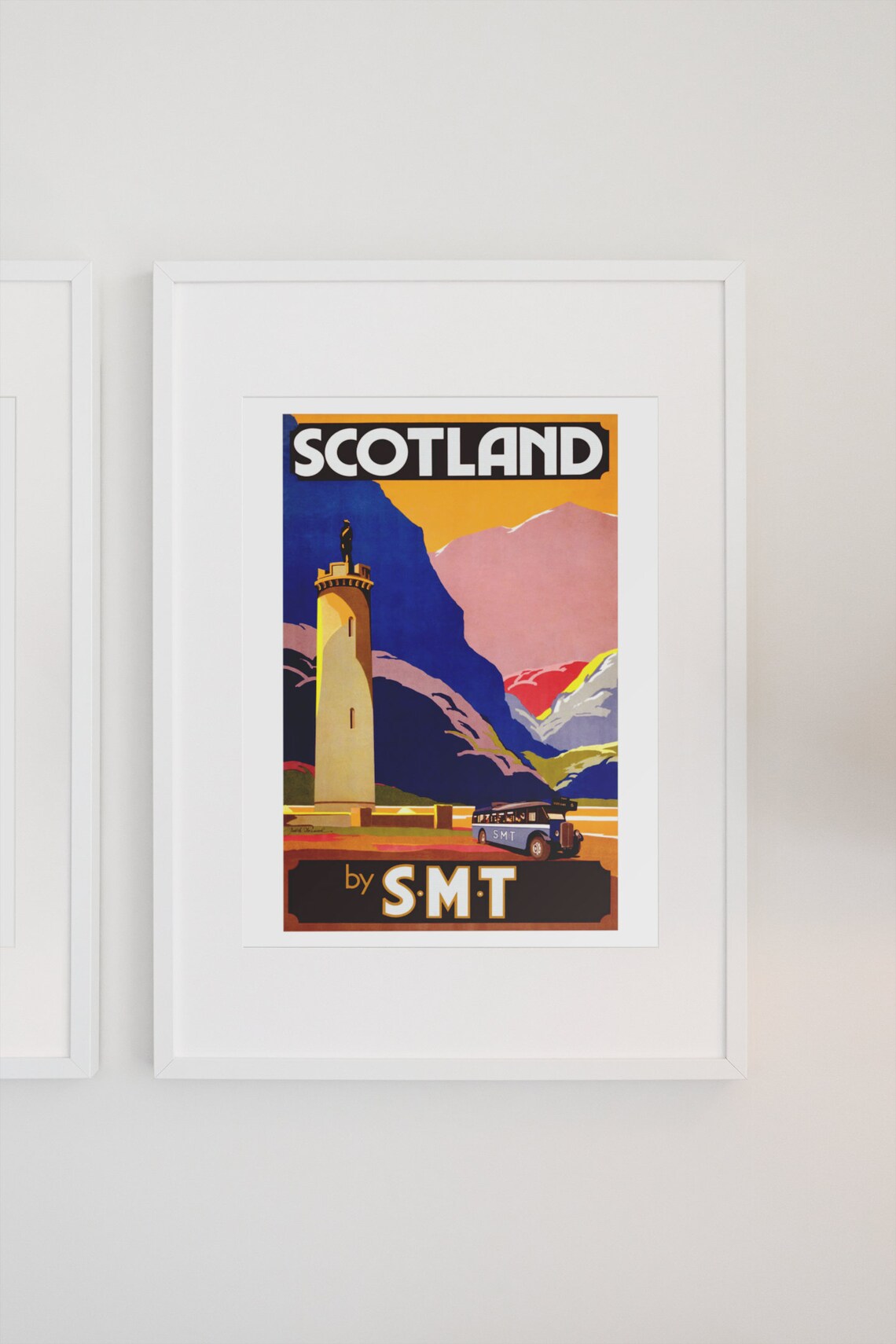 Scotland Highlands Tower Monument SMT Motor Coach Travel Poster - Image 3