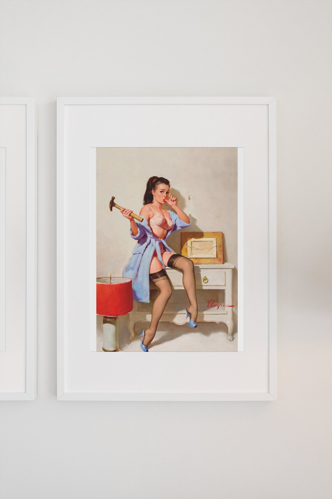 Gil Elvgren The Wrong Nail 1960s Home Repair Pin Up Girl Poster - Image 3