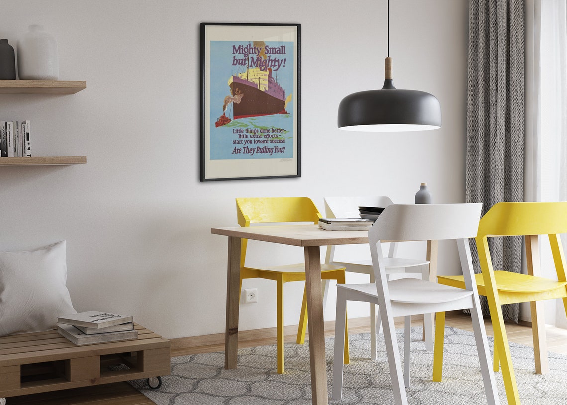 Mighty Small But Mighty Tugboats Vintage Motivational Poster - Image 2
