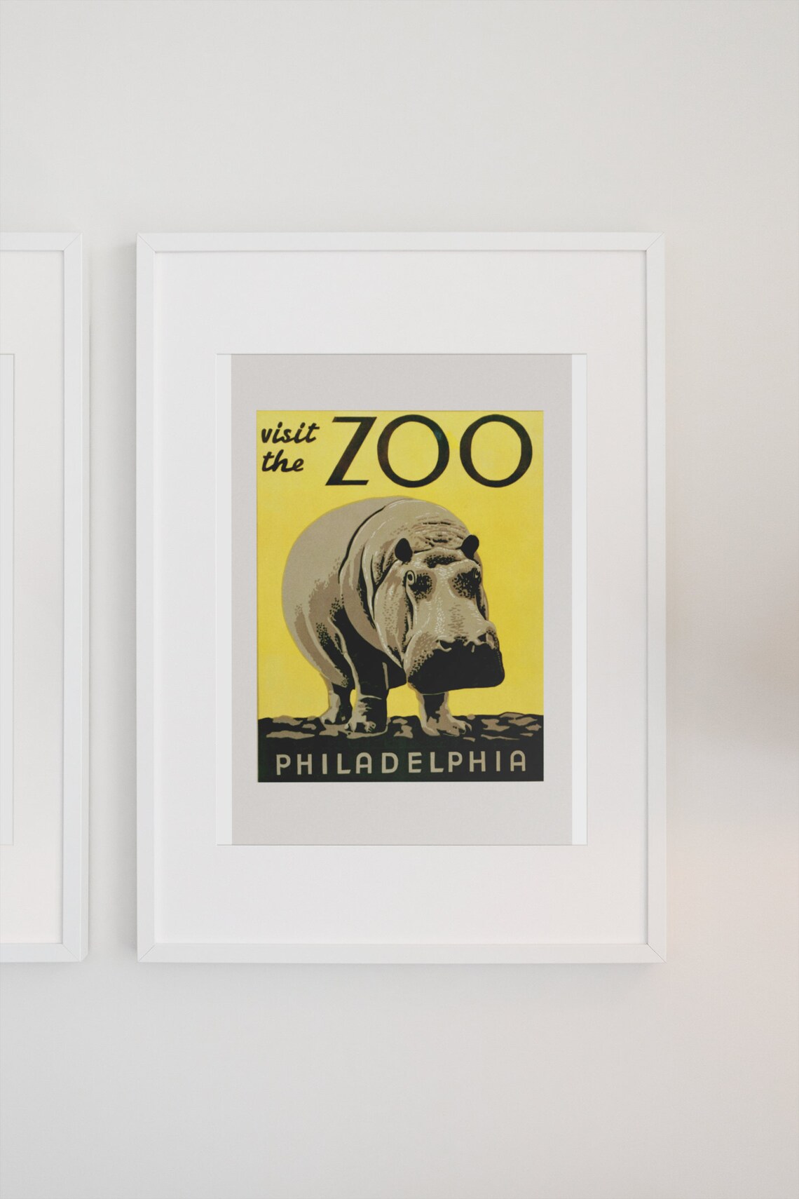 Visit The Zoo 1930s Philadelphia Hippo Vintage Art Print - Image 3