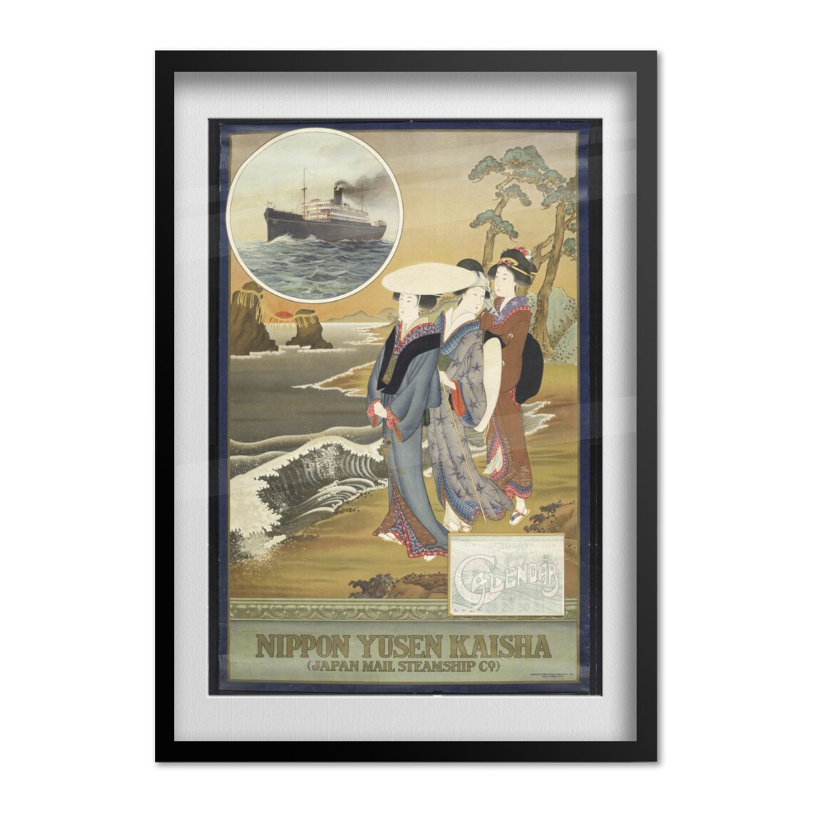 Nippon Yusen Kaisha Japan Mail Steamship Vintage Calendar Poster - Image 4