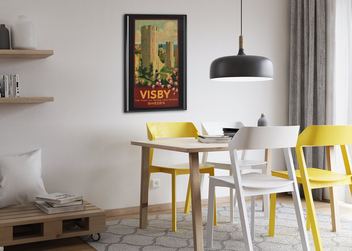 Visby Sweden Town of Ruins and Roses Medieval Old Travel Poster - Image 2