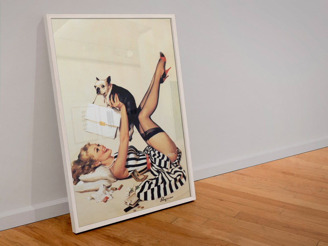 Gil Elvgren Pinup Girl With Playful Dog 1950s Style Retro Art Poster - Image 4