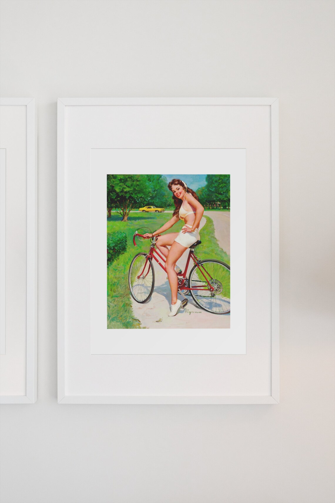 Gil Elvgren Girl on Bicycle 1960s Park Ride Vintage Pin Up Poster - Image 3