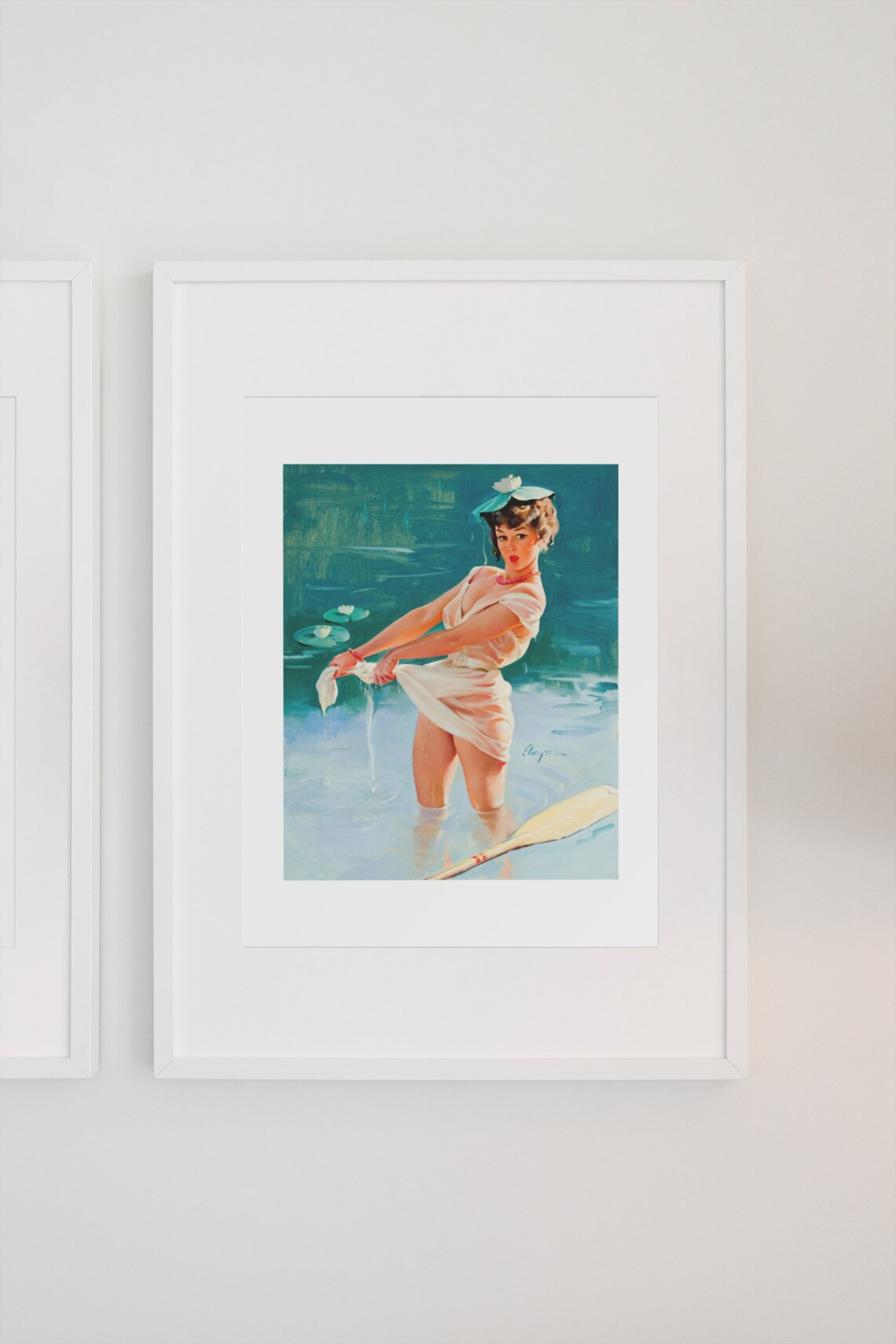 Gil Elvgren Wet Dress Lakeside Vintage Pinup Girl Art Poster - Image 3