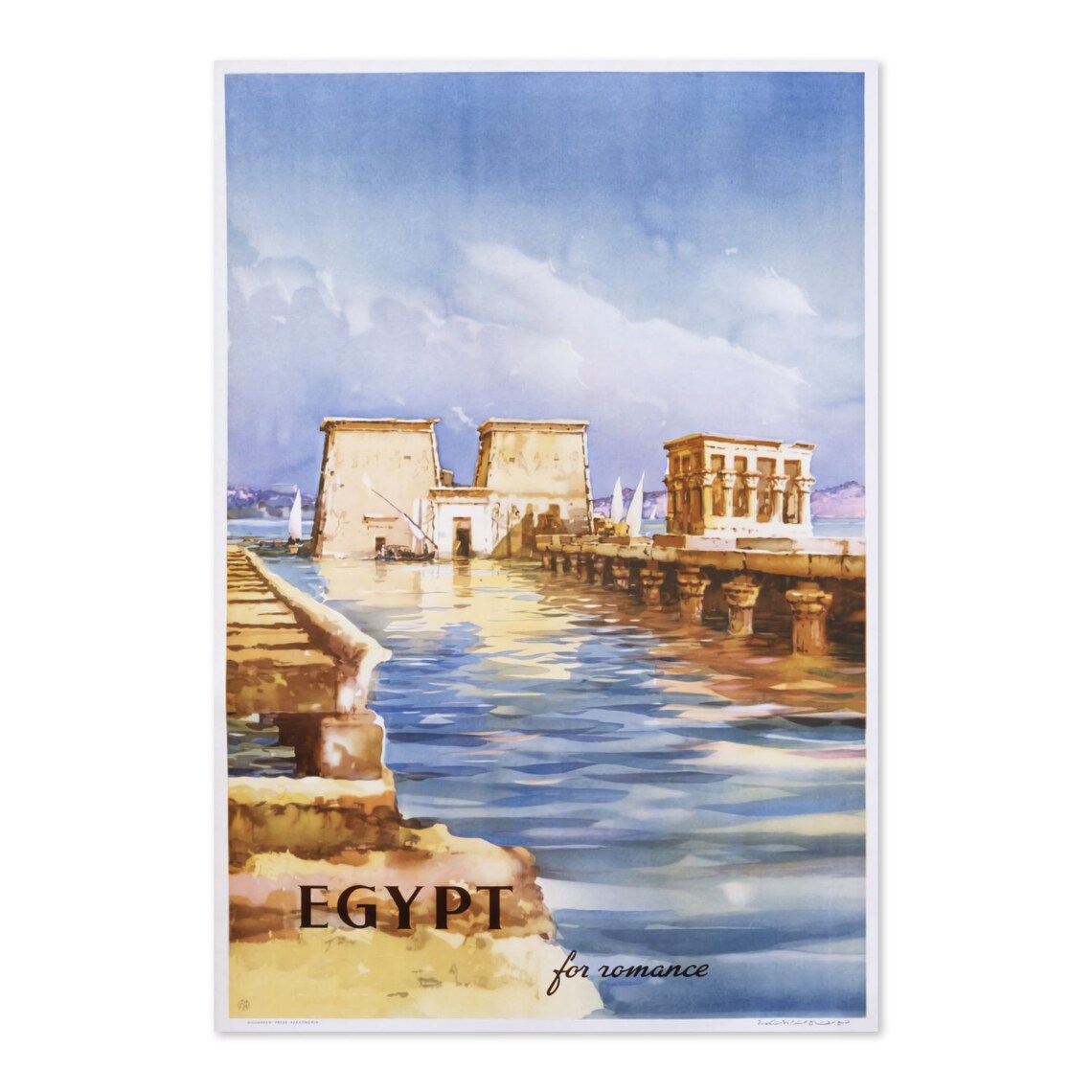 Egypt for Romance Philae Island Temple Vintage Travel Poster