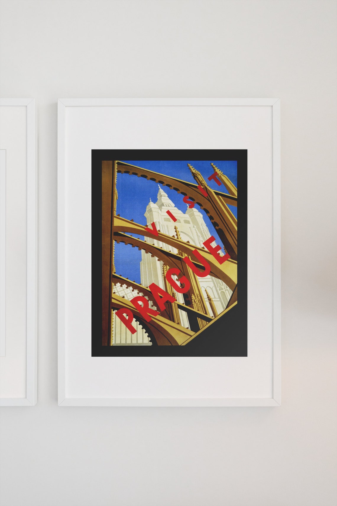 Visit Prague St Vitus Cathedral Buttresses Gothic Travel Poster - Image 3