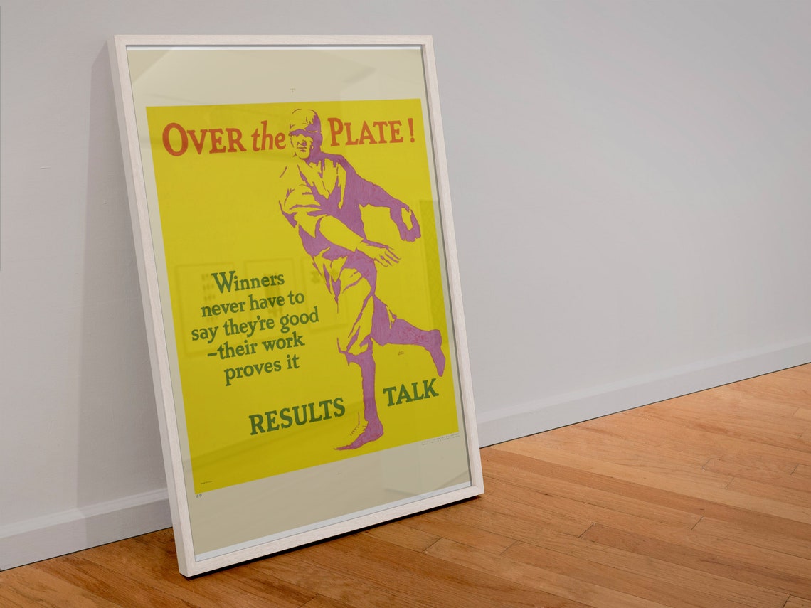 Over The Plate Results Talk Vintage Baseball Motivational Poster - Image 4